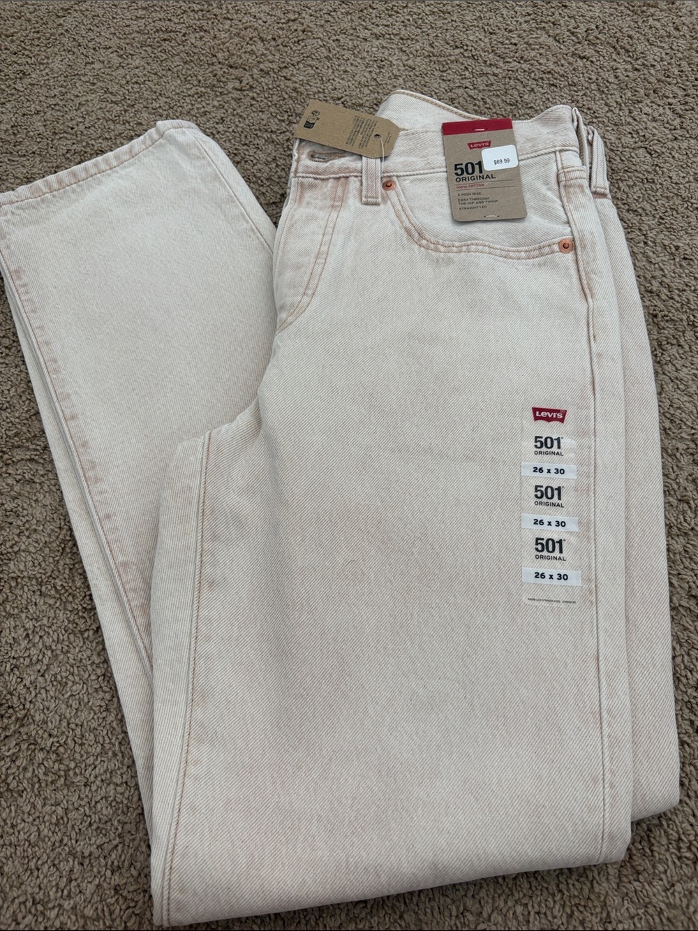 Levi's 501 Original Jeans in Pale Cream Wash